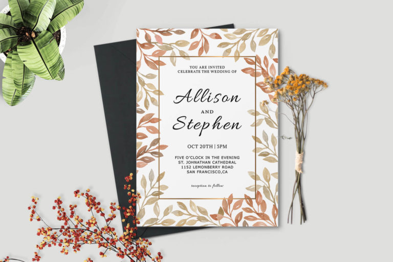 Preview image of Autumn Wreath Wedding Invitation Template