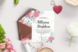 Product image of Watercolor Flowers Wedding Invitation Template