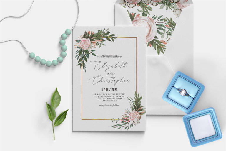 Preview image of Blush Green Wedding Invitation Template