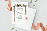 Product image of Burgundy Floral Arch Wedding Invitation