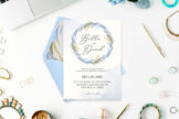 Product image of Blue Floral Watercolor Wedding Invitation Template