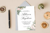 Product image of Dusty Rose Floral Wedding Invitation Template V2