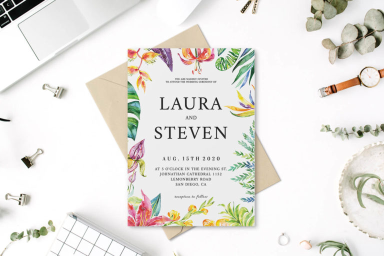 Preview image of Whimsical Watercolor Wedding Invitation Template