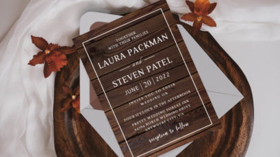 Simple Elegant Woodsy Wedding Invitation Template