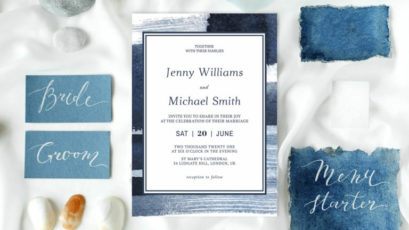 Dusty Blue Wedding Invitation Template