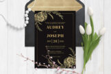 Product image of Gold Foil Roses Wedding Invitation Template