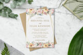 Product image of Rose Pink and Gold Floral Greenery Wedding Invitation