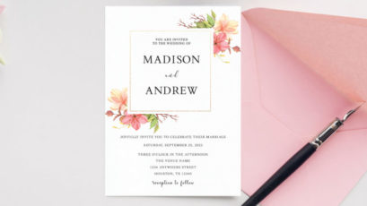 Watercolor Roses Wedding Invitation Template