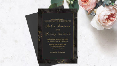 Black And Gold Wedding Invitation Template