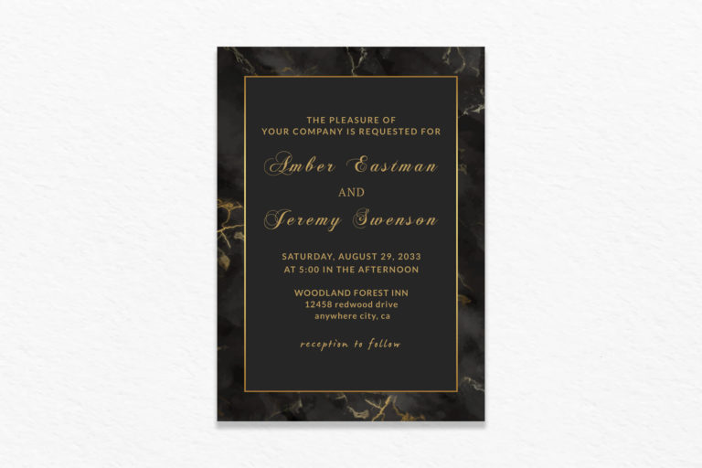 Black And Gold Wedding Invitation Template - Creative Finest
