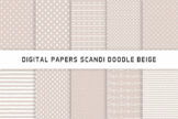 Product image of Scandi Doodle Beige Digital Papers Hand drawn Patterns
