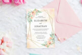 Product image of Pink & Greenery Floral Wedding Invitation Template