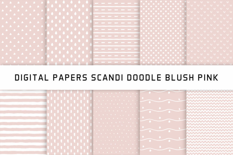 Preview image of Scandi Doodle Blush Pink Digital Papers