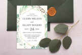Product image of Watercolor Dusty Greenery Floral Invitation Template