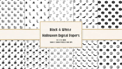 Black & White Halloween Digital Papers
