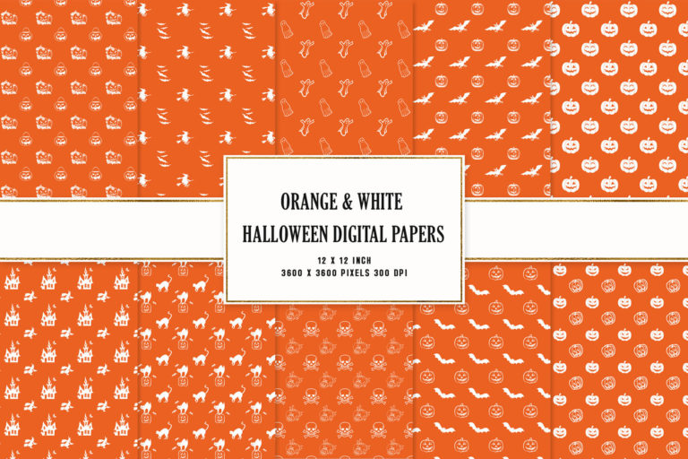 Preview image of Orange & White Halloween Digital Papers