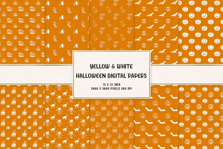 Preview image of Yellow & White Halloween Digital Papers