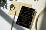 Product image of Black And Gold Marble Wedding Invitation Template