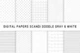 Product image of Scandi Doodle Gray & White Digital Papers