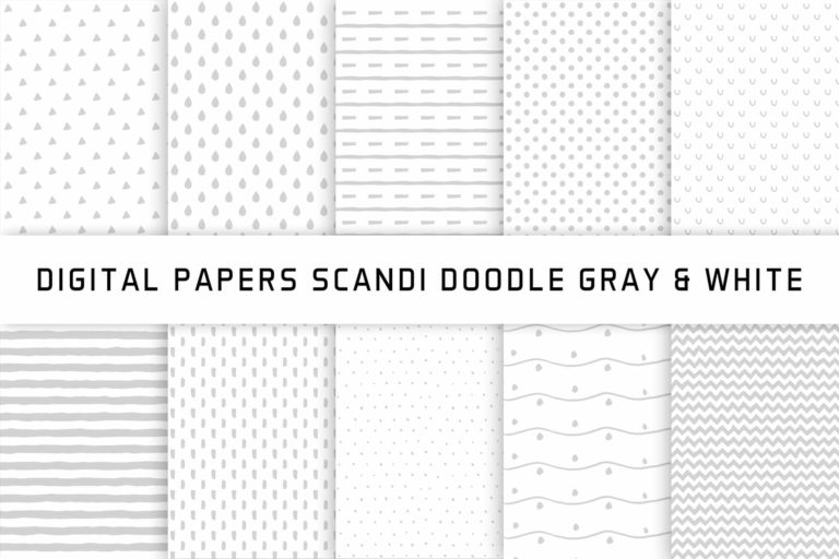 Preview image of Scandi Doodle Gray & White Digital Papers