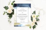 Last preview image of Watercolor Blue & Gold Wedding Invitation