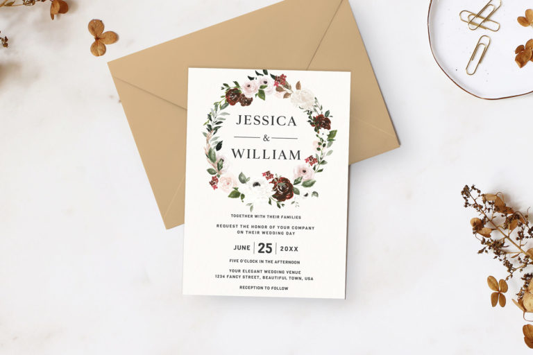 Preview image of Rustic Bloom Floral Wreath Wedding Invitation