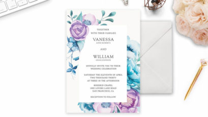 Watercolor Flowers Floral Wedding Invitation
