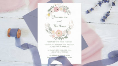 Watercolor Wreath Wedding Invitation