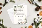 Product image of White Winter Floral Berries Wedding Invitation