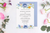 Product image of Dusty Blue & Yellow Floral Wedding Invitation
