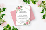 Product image of Floral Pink Rose Gold Frame Wedding Invitation