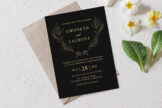 Product image of Black Gold Foliage Wreath Wedding Invitation