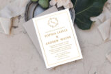 Product image of Gold Leafy Crest Monogram Wedding Invitation