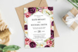 Last preview image of Blush Burgundy Floral Wedding Invitation